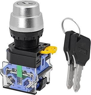 CERRXIAN 22mm 3 Position Selector Rotary Switch Latching Self‑Reset Power Lock with Key(3-Position)