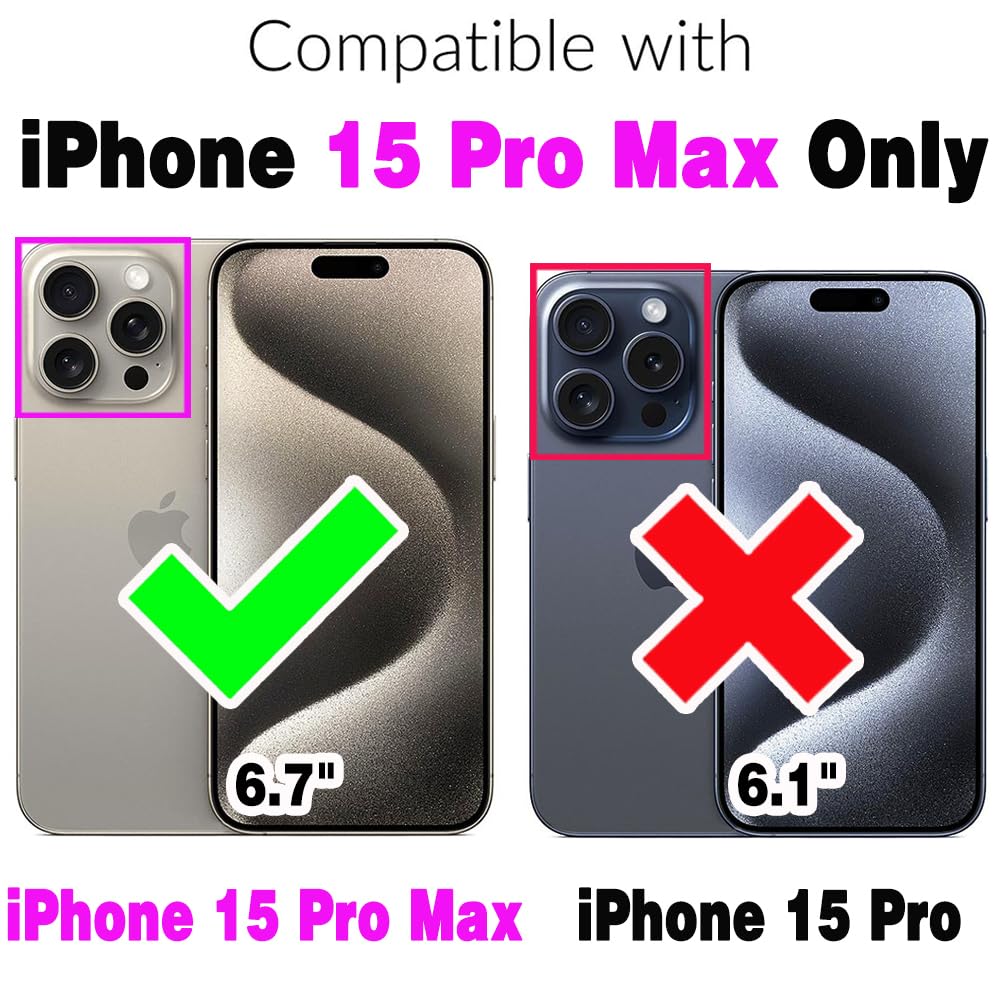 Asuwish Phone Case for iPhone 15 Pro Max 6.7 inch Wallet Cover with Tempered Glass Screen Protector and Flip Card Holder Cell iPhone15promax 5G i Phone15Max Plus iPhone15 ProMax Women Girls Green - Image 2