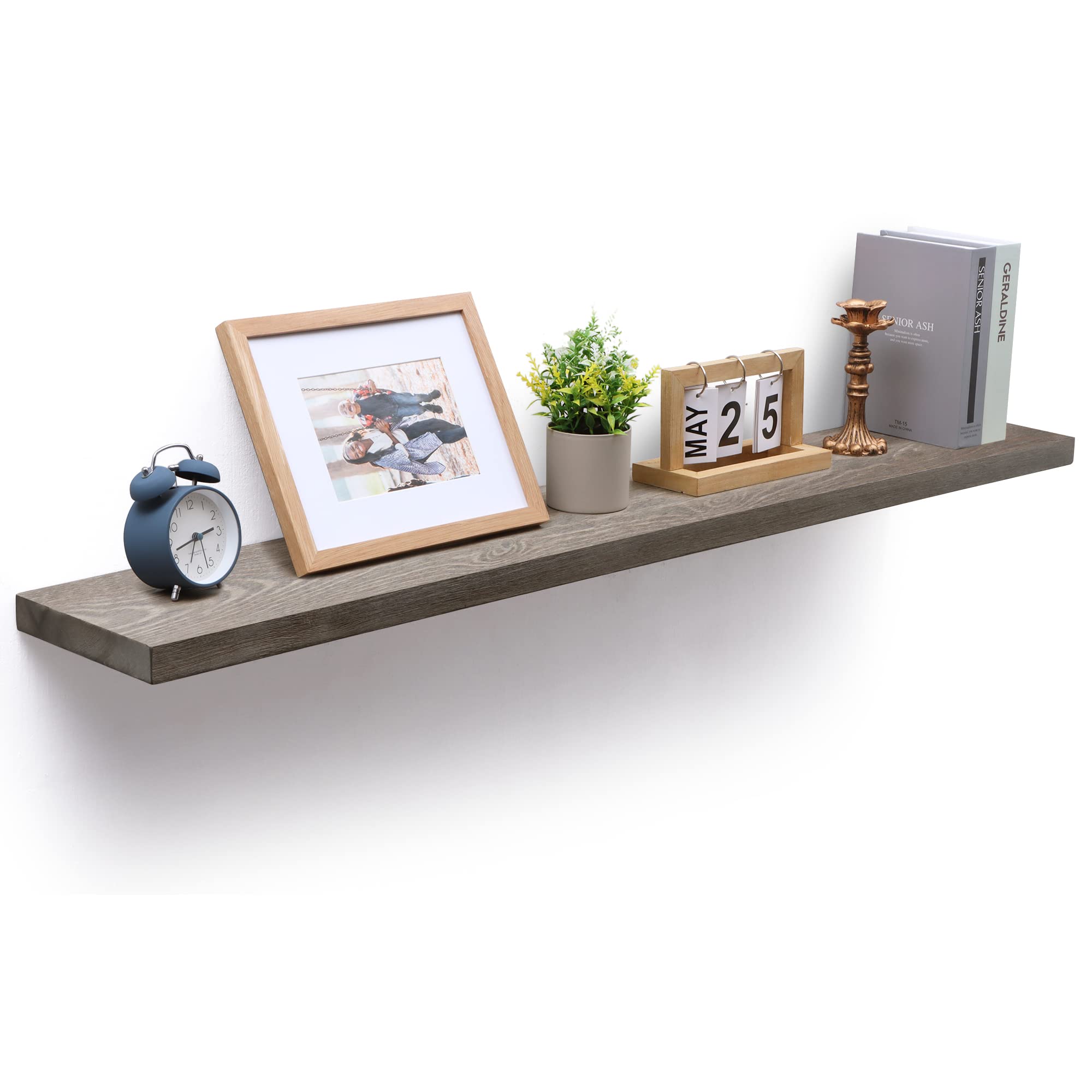 Axeman 48 Inch Floating Fireplace Mantel Shelves, 8'' Deep Wood Shelves for Wall, Rustic Farmhouse Shelves for Wall Decor, Floating Shelves for Bathroom Kitchen Office Grey