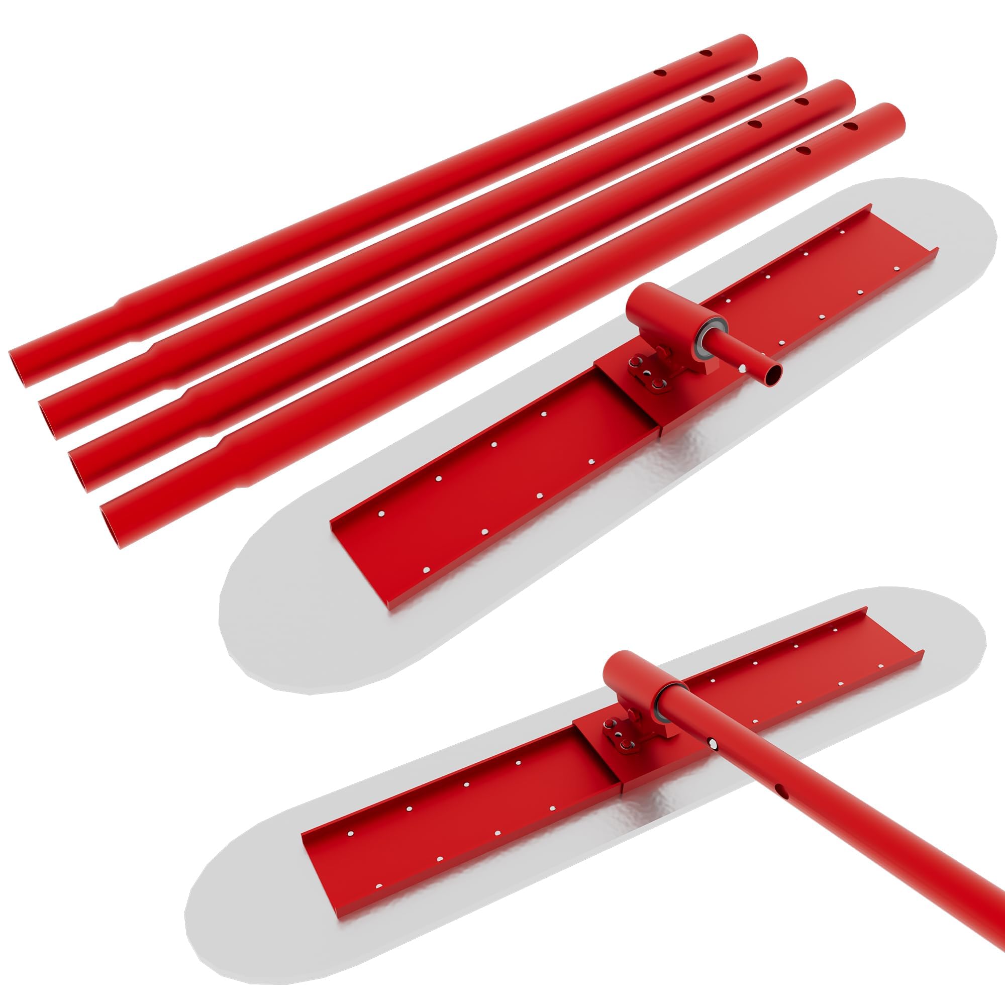 Bull Float Tool Kit, 48’’x8’’ Stainless Steel Concrete Float with 4x48’’ Combinable Handles, Concrete Bull Float, Cement Tool for Concrete Finishing