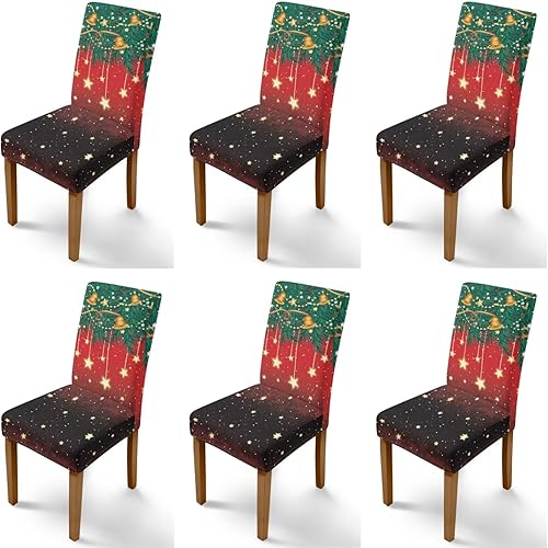 Miniatura 59 de Rnyleeg Juego de 1 fundas de asiento de Feliz Navidad para sillas de comedor, fundas elásticas suaves y cómodas para sillas de comedor con estampado