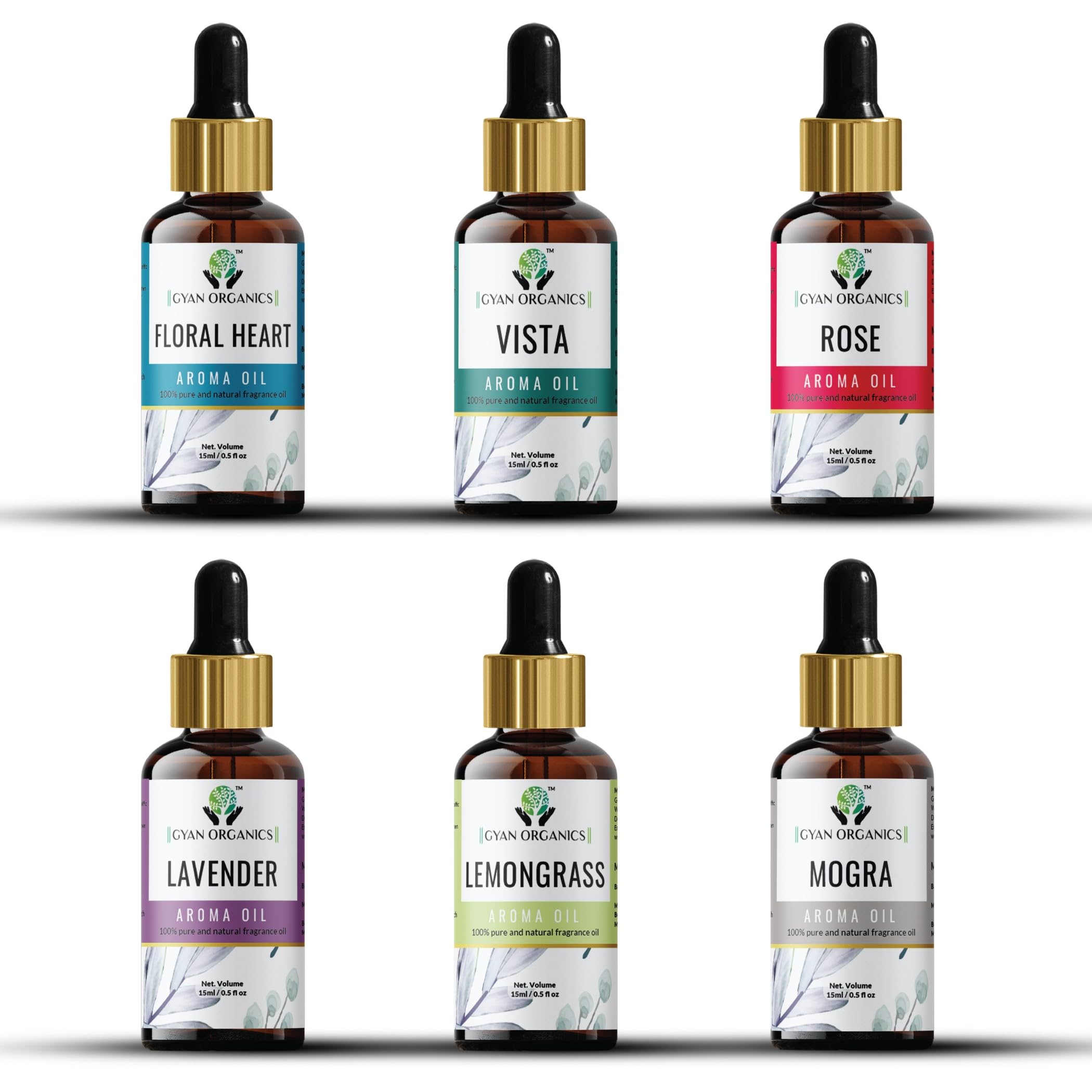 Gyan Organics Aroma Oil Floral Heart/Vista/Rose/Lavender/Lemongrass/Mogra Diffuser Refill Oil Fragrance for Home Room Office & Washrooms (90ml) Pack Of 6 (B0D9DCQ8BW) Amazon Price History, Amazon Price Tracker