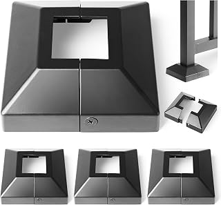 Hulave Split Post Cover, Fits 1.5"x1.5" Post/4"x4" Base, for Indoor/Outdoor Iron Railing, Fence, Stair Decorative Skirt Covers (4Pack-Black)