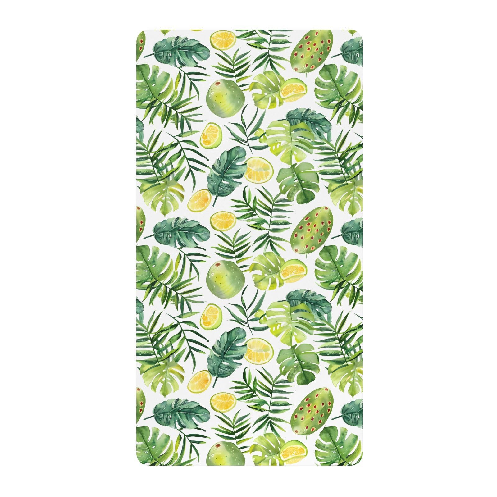 Drap-housse pour berceau de bébé vert aquarelle tropicale pour garçons et filles, 71,1 x 132,1 cm