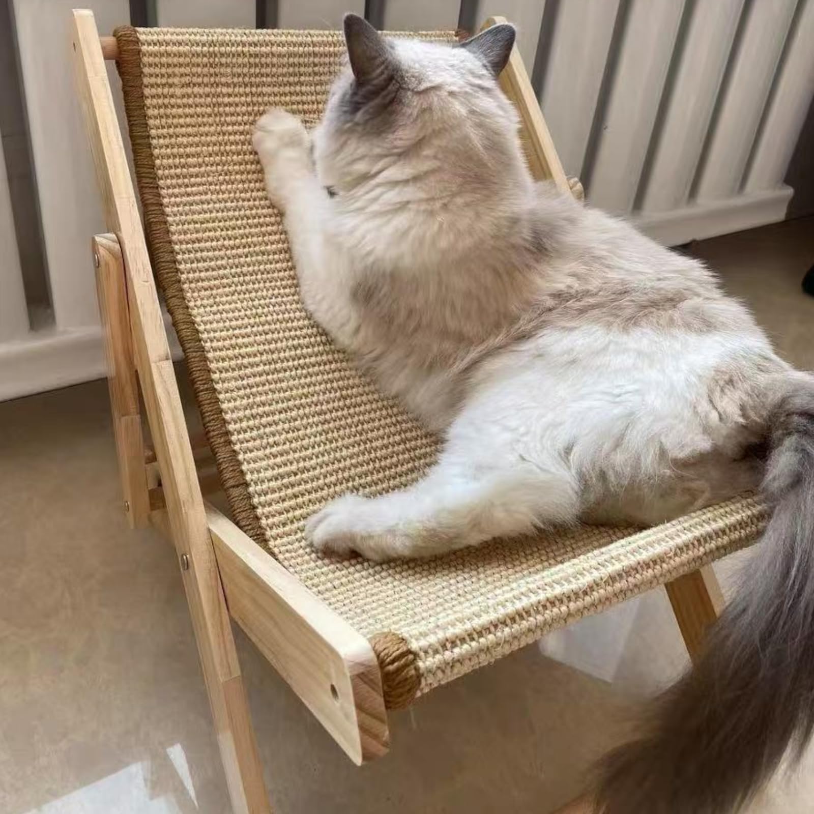 Cuccia Regolabile per Gatti, Poltrona per in Sisal, Amaca Pieghevole per Gatti, Capacità di Carico di 10 kg, Regolabile su 4 Livelli, per Cani di Piccola Taglia, Piccoli Animali