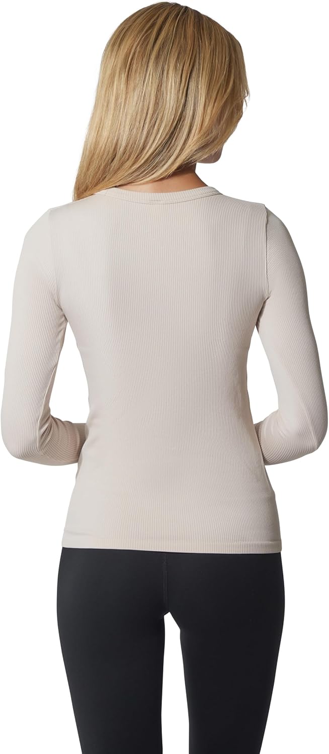 90 Degree By Reflex Womens 3 Pack Ribbed Seamless Crew Neck, Scoop Neck and Sqaure Neck Long Sleeve Top - Image 8