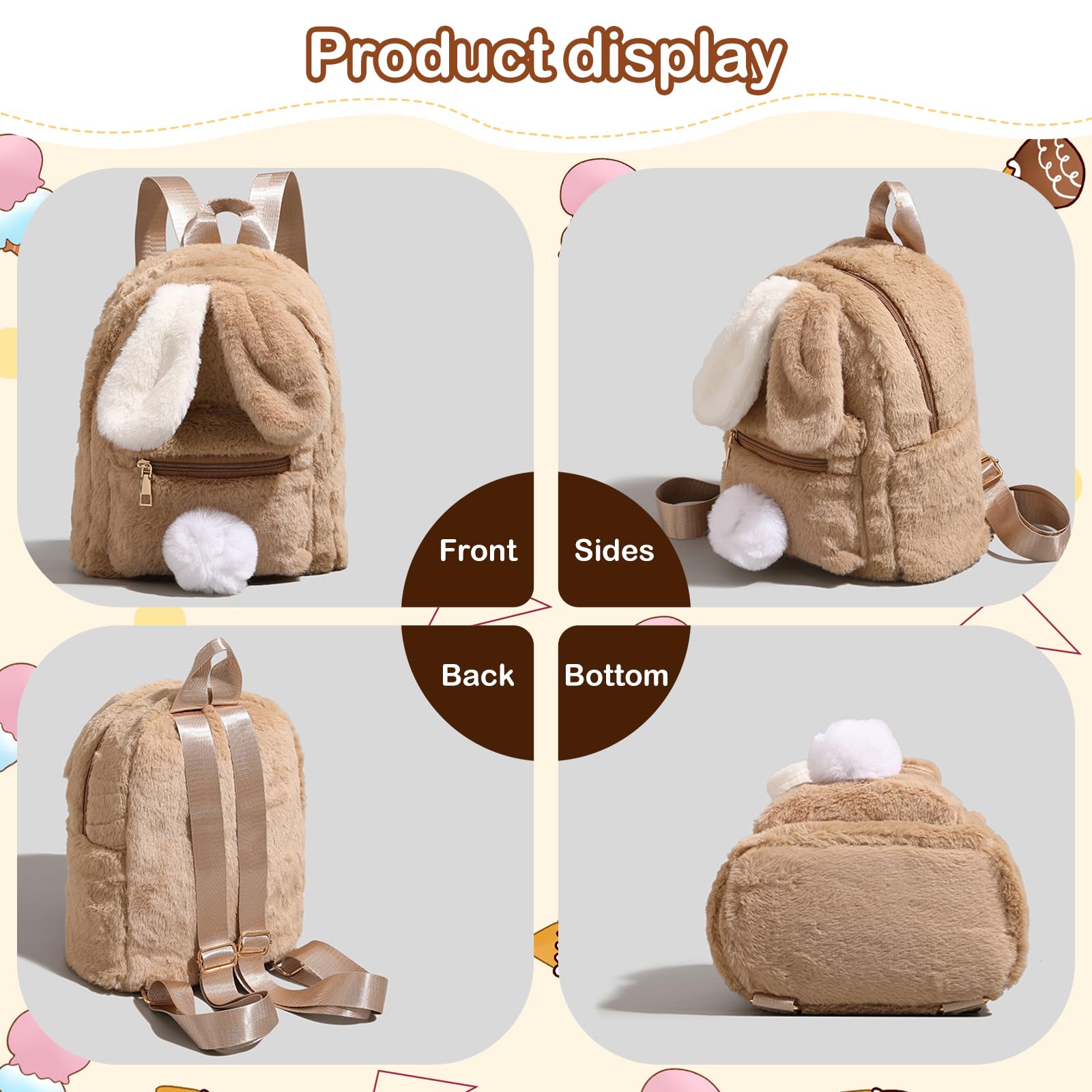 Sac Personnalisable Enfant, Sac a Dos Personnalisé Enfant Prenom, Sac à Dos Bebe Lapin en Peluche, Sac a Dos Enfants Fille Garcon, pour Maternelle Primaire et Collège (Kaki)