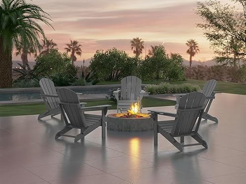 Miniatura 6 de Ciokea - Adirondack - Silla plegable con textura de madera, resistente a la intemperie, de plástico, con soporte para vaso, tipo tumbona, para