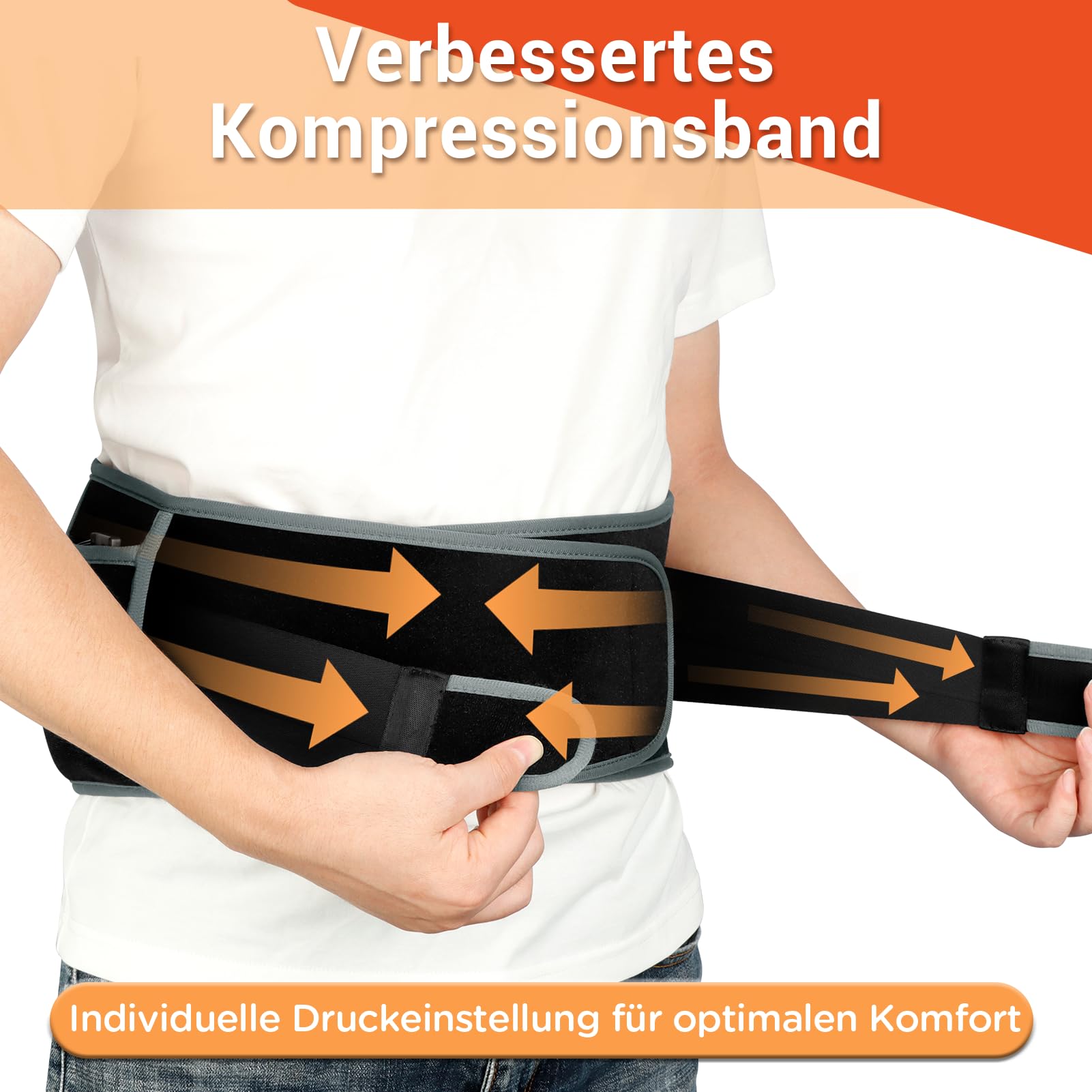Comfytemp Wärmegürtel Vibrationsmassage für Rücken mit 25Wh Akku,155x20cm Kabellos Massagegerät mit Kompressionsband, Rückenwärmer Heizgürtel USB Heizkissen Geschenke für Mütter, Frauen, Mama, Papa