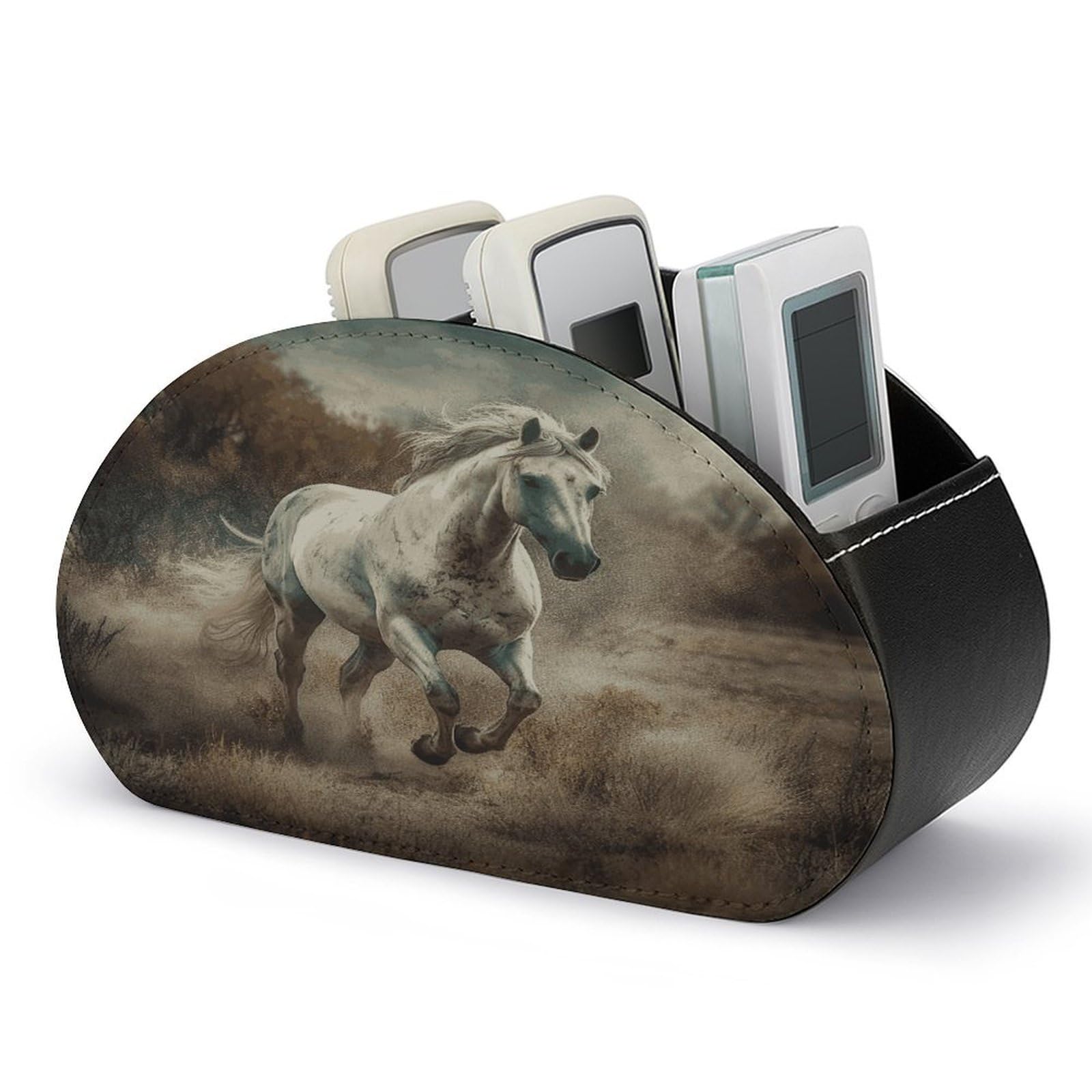 Btcowzrv Style Horse Running In Field Remote Control Holder With 5 Compartments