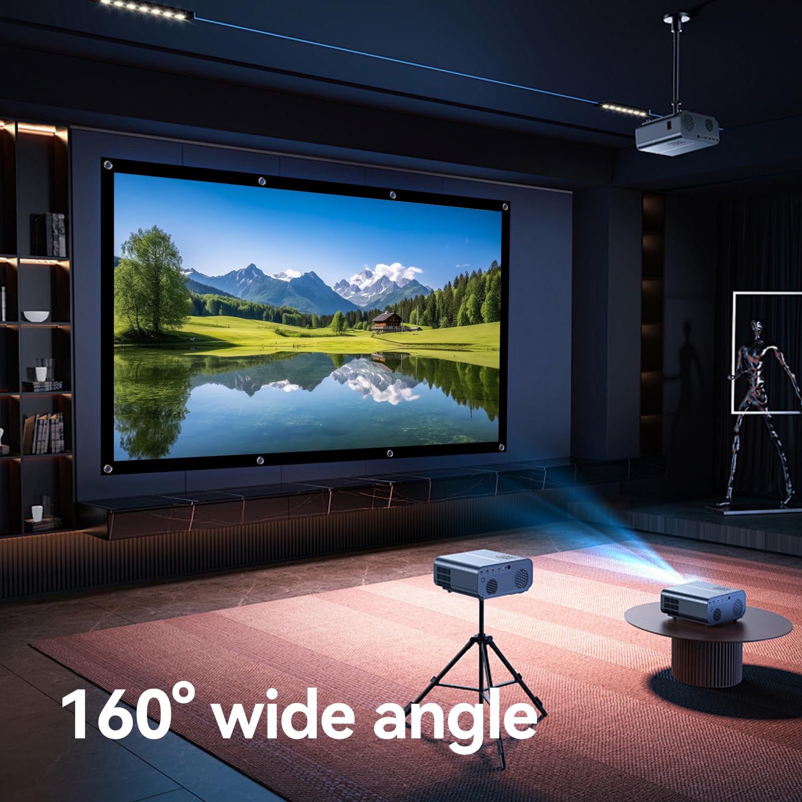 Ecran Projection Extérieur 100 Pouces, Infroissable Haute RéSolution, Toile Projecteur Portable, Blanc Videoprojecteur 4k, écrans de Projection pour Home Cinéma, TV, Bureau, école et Camping