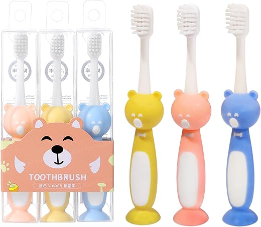 FunBlast Kids Toothbrush Cute Tooth Brush, Pack of 3 Pcs, PBT Soft Bristles Toothbrush For 3-6 Years Old Children, Manual ...