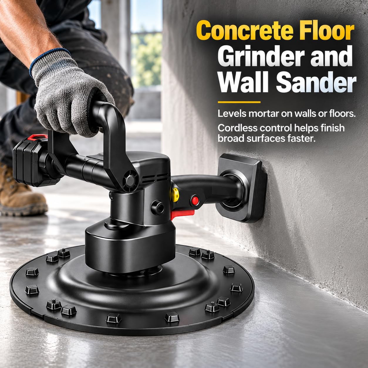 Amoladora para pisos de concreto y lijadora paredes, 1680 W, 80-200 RPM