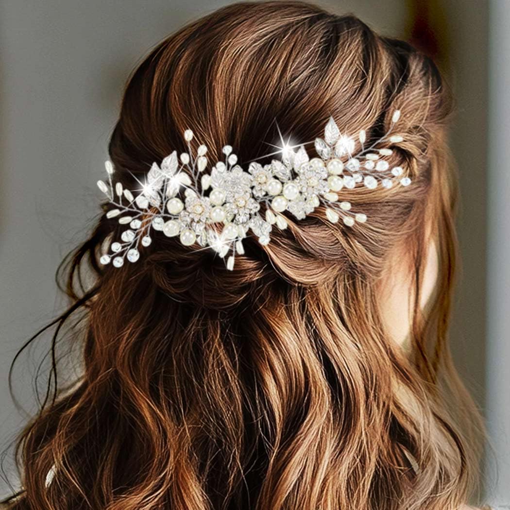 Pearl Hair Vine for Wedding Silver Flower Girl Headpiece Bridal Hair Accessories for Women and Girls - Image 4