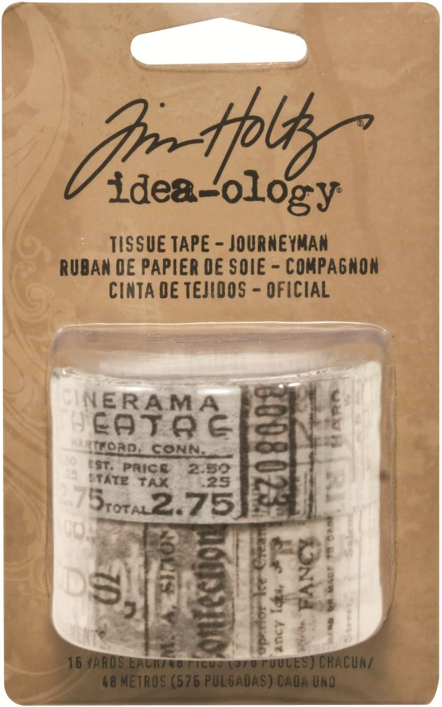 Journeyman Tissue Tape by Tim Holtz Idea-ology, 2 Rolls, 3/4 Inches x 16 Yards, Paper, Multicolored, TH92912