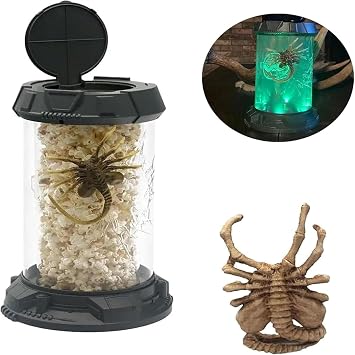 Gothic Facehugger Cool Jar, Scary Alien Xenomorph Popcorn Bucket, Alien Gothic Popcorn Bucket with LED Light, Horrible Alien Xenomorph Home Decor for Desktop Decoration