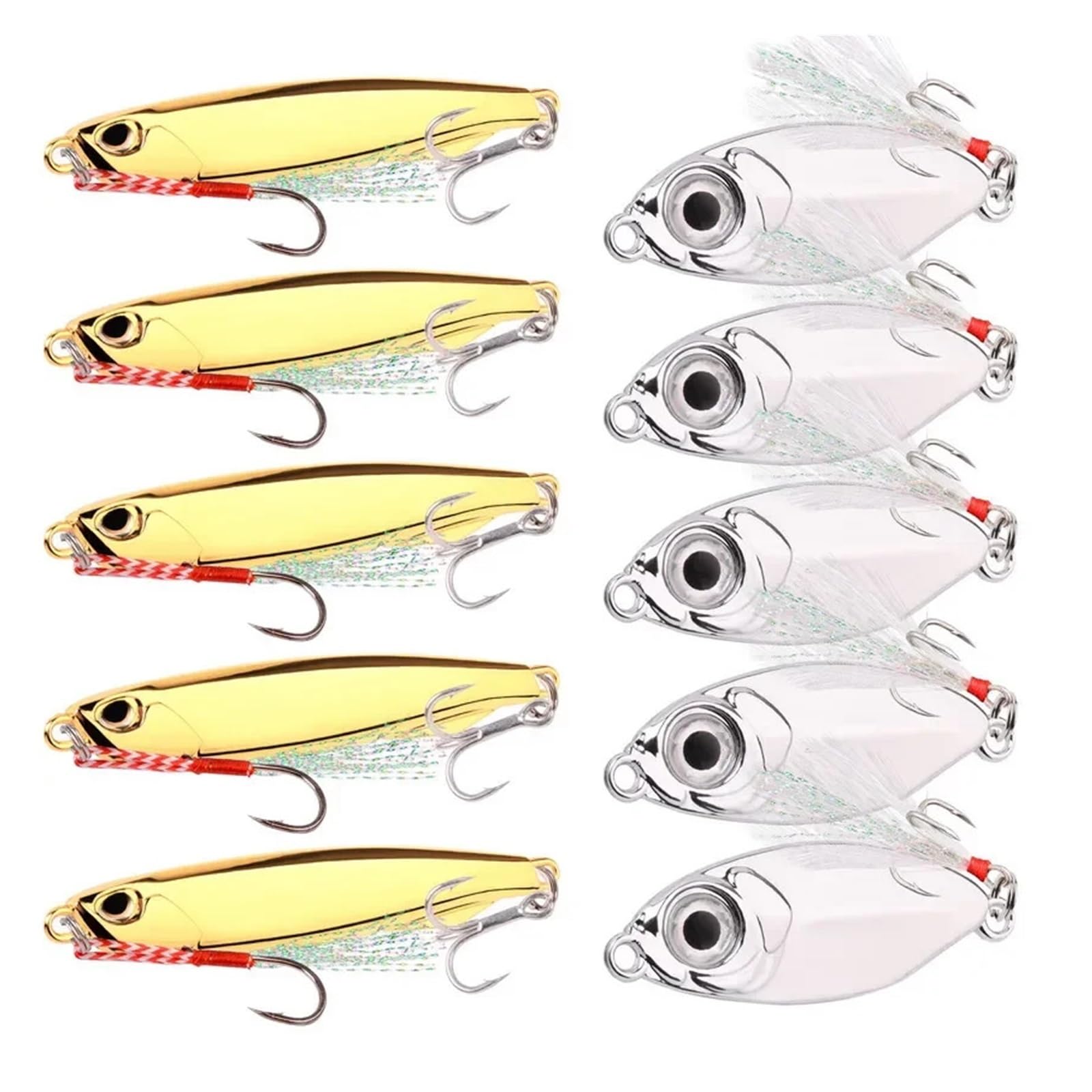 INEOUT 10 Pièces Cuillère De Pêche Leurre Ensemble 5g 10g 15g 20g 40g Métal Truite Leurres Coulée Pesca Cuillère Jig Pêche en Mer Leurre Attirail Bar d'eau Salée