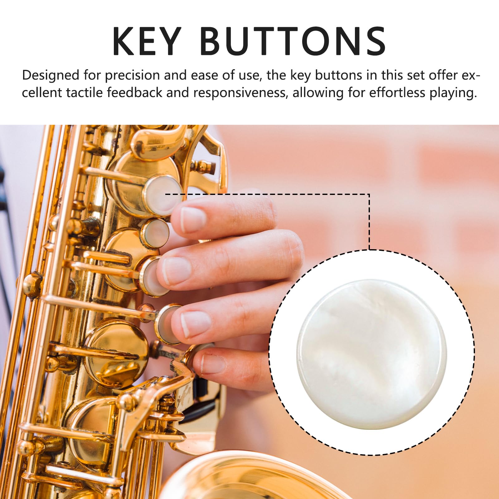 Musiin Saxophone Accessories Set - Resin Key Buttons, Plastic Shells, Mica Sheets - White - Alto & Tenor Saxophone Accessories - Image 3