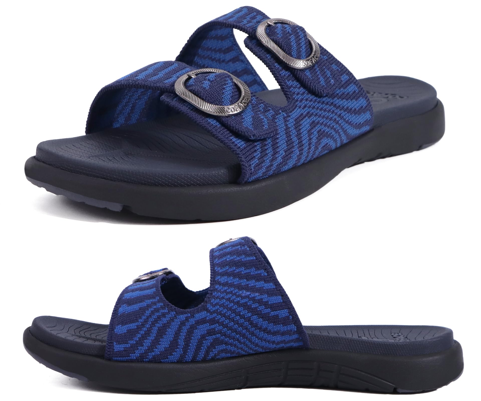 COFACE Womens Orthotic Slides Comfort Plantar Fasciitis Arch Support Slip on Flat Sandals Ladies Soft Cushion Fashion Yoga Mat Slippers With Adjustable Straps