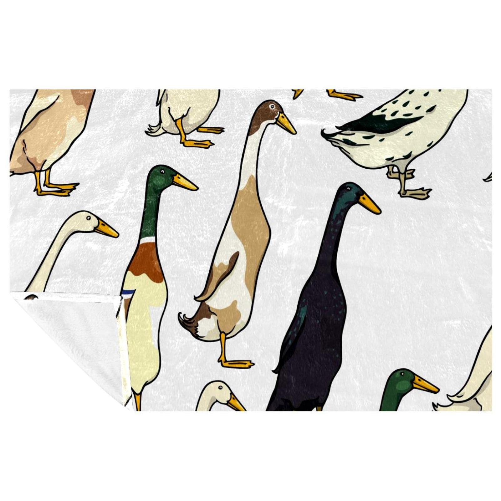 Vapokf Multicoloured Indian Runner Ducks Farm Animal Prints Soft Warm Cozy Blanket Throw For Bed Couch Sofa Picnic Camping Beach, 150 * 200Cm