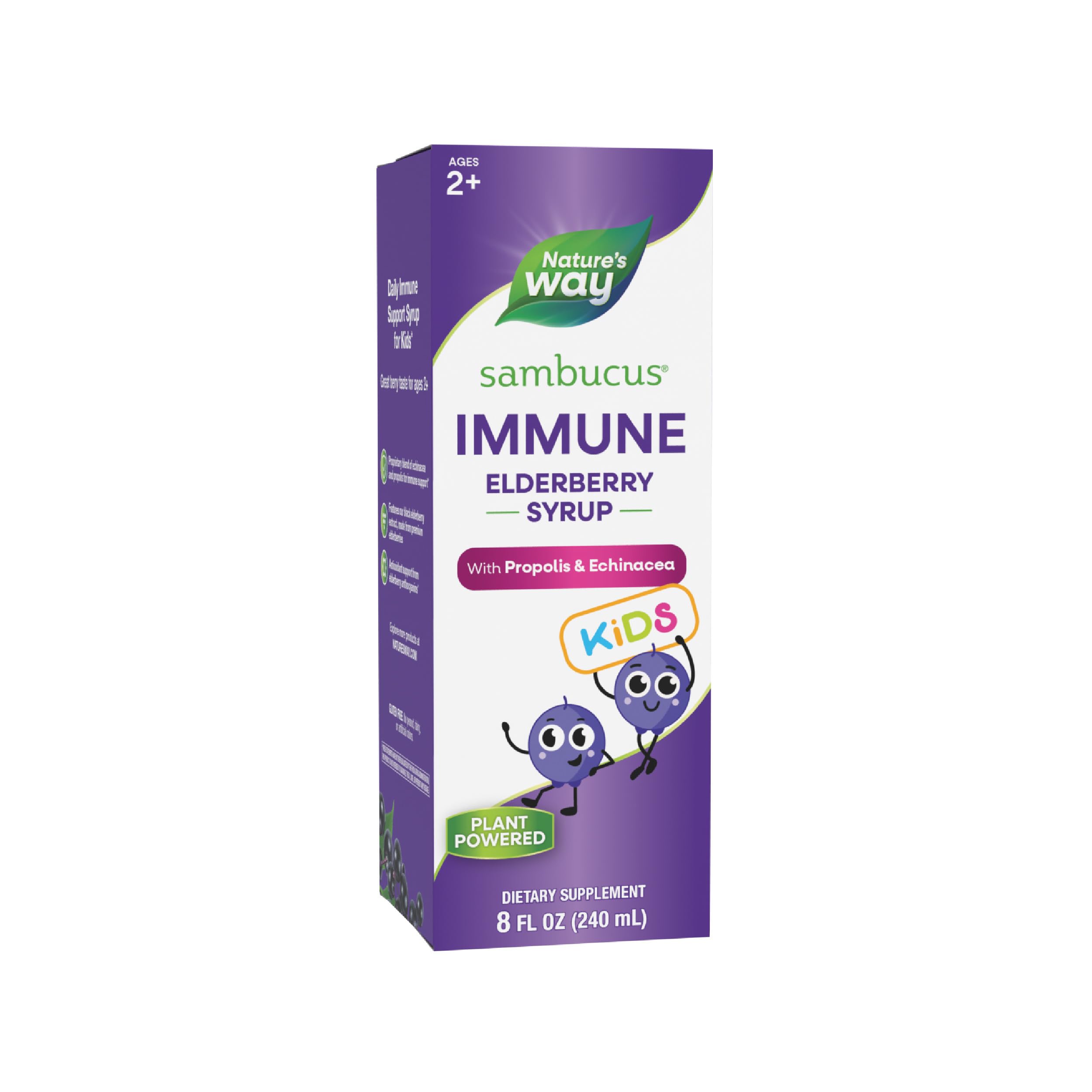 Nature's WaySambucus Elderberry Immune Syrup for Kids Ages 2+, with Echinacea & Propolis, Immune Support Syrup*, Vegetarian, Berry Flavored, 8 Fl Oz