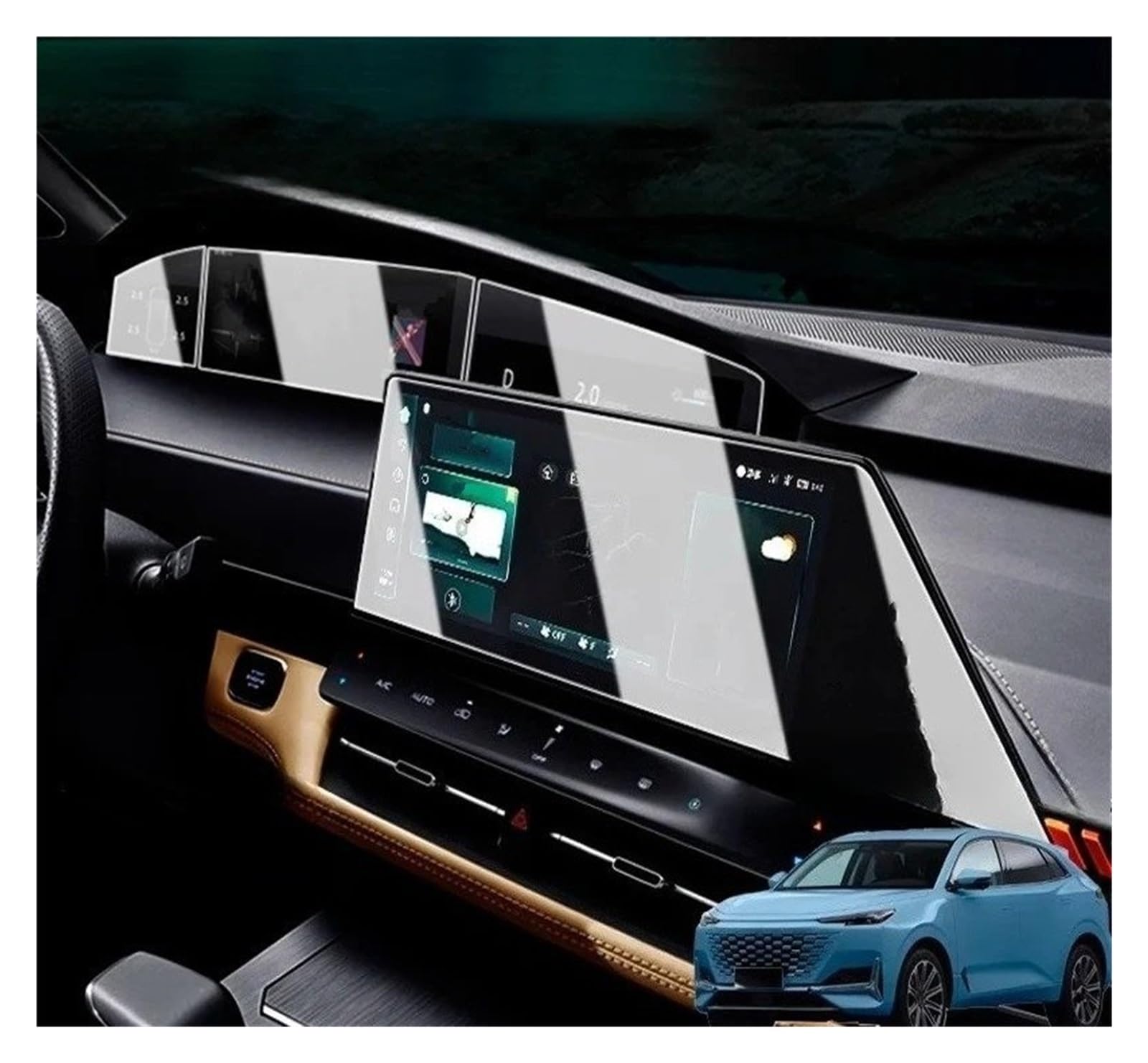 Film Protecteur d'écran en Verre trempé pour système de Navigation GPS de Voiture Changan UNI-K 2023 2024 2025 2026 (4 pièces BL)