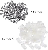 Vista 7 de Hicarer Paquete de 50 abrazaderas de cable tipo R, clips de sujeción de cable de montaje de tornillo de nailon con paquete de 50 tornillos