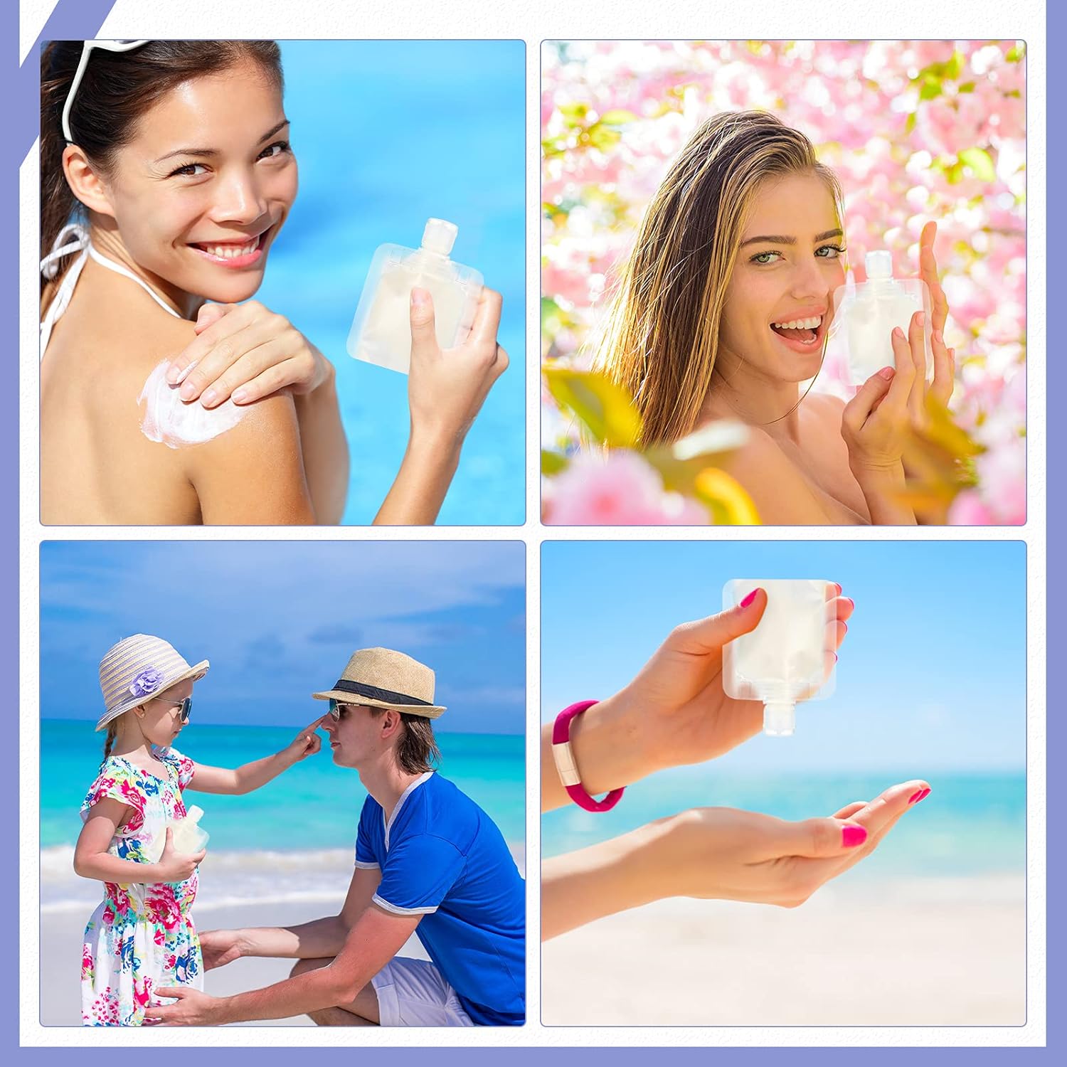 32 Pieces 50ml Travel Size Refillable Empty Pouch Leakproof Cosmetic Containers TSA Approved Stand Up Pouch Lotion Shampoo Shower Gel Squeezable Bags and 6 Pieces Stickers for Toiletry : Beauty & Personal Care