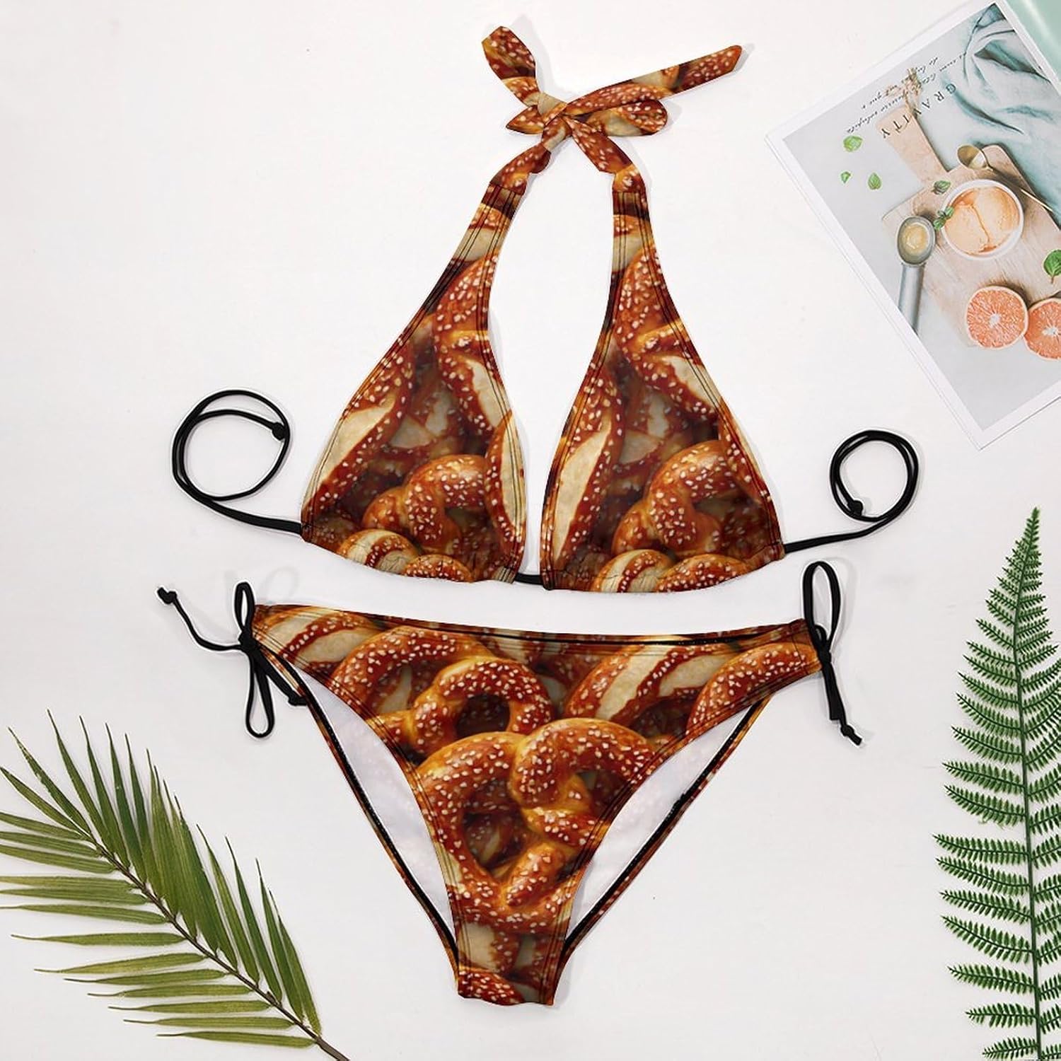 Pretzels Germany Food Novelty Women's 2 Piece String Bikini Set Swimsuits Bathing Suit Swimwear