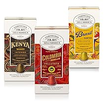 Caffè Corsini – Set Capsule Caffè Compatibili con macchine Nespresso® Aromi Avvolgenti Sapori Vellutati, 100% Arabica, Kenia, Brasile, Colombia, 3 Confezioni da 10 (Totale 30 Capsule)