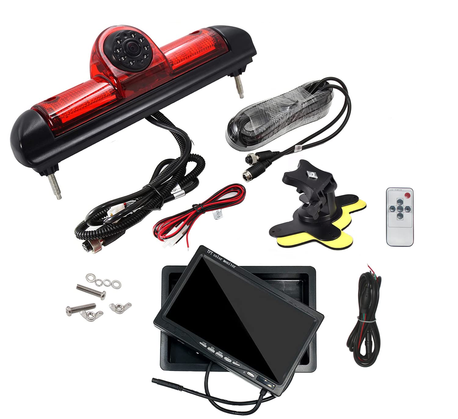 Auto Dritte Dach Top Mount Bremsleuchte Kamera Bremslicht Rückfahrkamera für Citroen Jumper/FIAT DUCATO X250 / Peugeot Boxer +7.0" Zoll Monitor TFT Bildschirm LKW KFZ LCD Display E-Mark