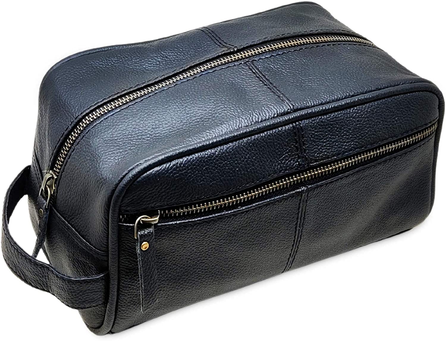 Jaald Borsa Valigetta Kit Beauty Case Pochette Wash Bag in Pelle da Uomo Donna per Bagno Toilette Rasoi Trucco Cosmetici Farmaci Necessaire Viaggi Impermeabile Regalo Leather toiletry bag dopp kit