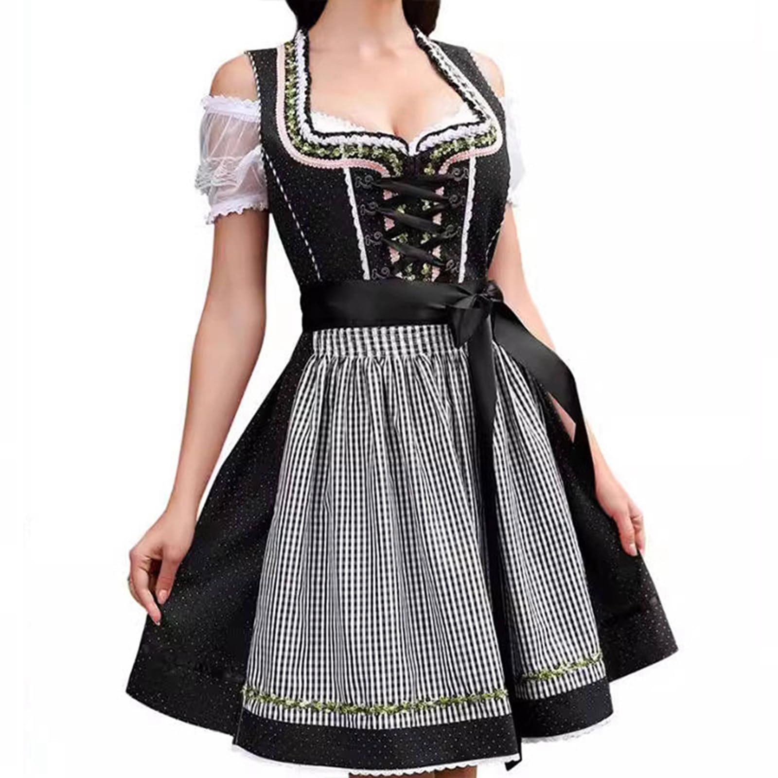 Moda Tradizionale Dirndl Donna Elegante, Dirndl per Donna Oktoberfest, Miniabito Sexy Cameriera Bar Cosplay Festa Popolare Wiesn