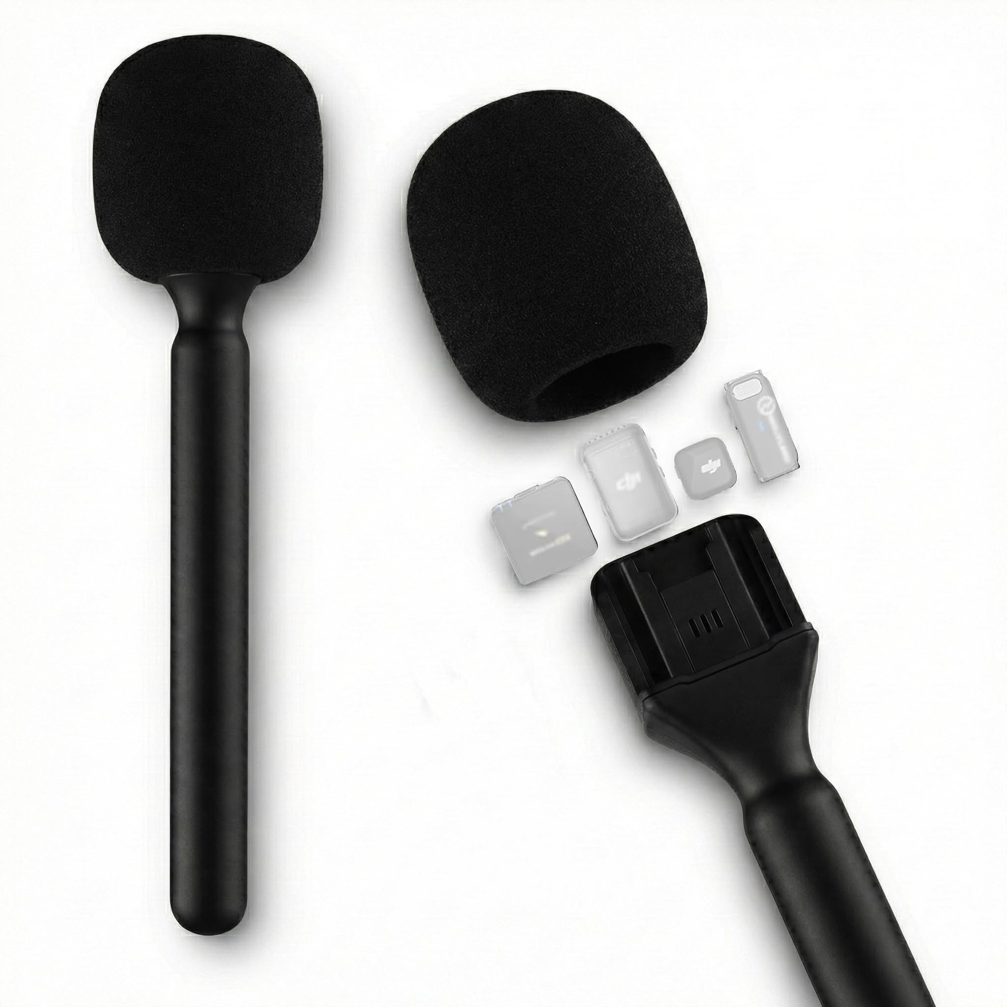 Supporto per DJI Mic 3/2/Mini 2/Mini/Rode Wireless GO II/Insta360 Handle Rig Wireless Interview Lavalier Microfono Adattatore Palmare per DJI Osmo Pocket 3/4 Mic 2/3/Hollyland Lark M1/C1/Synco G1/A2
