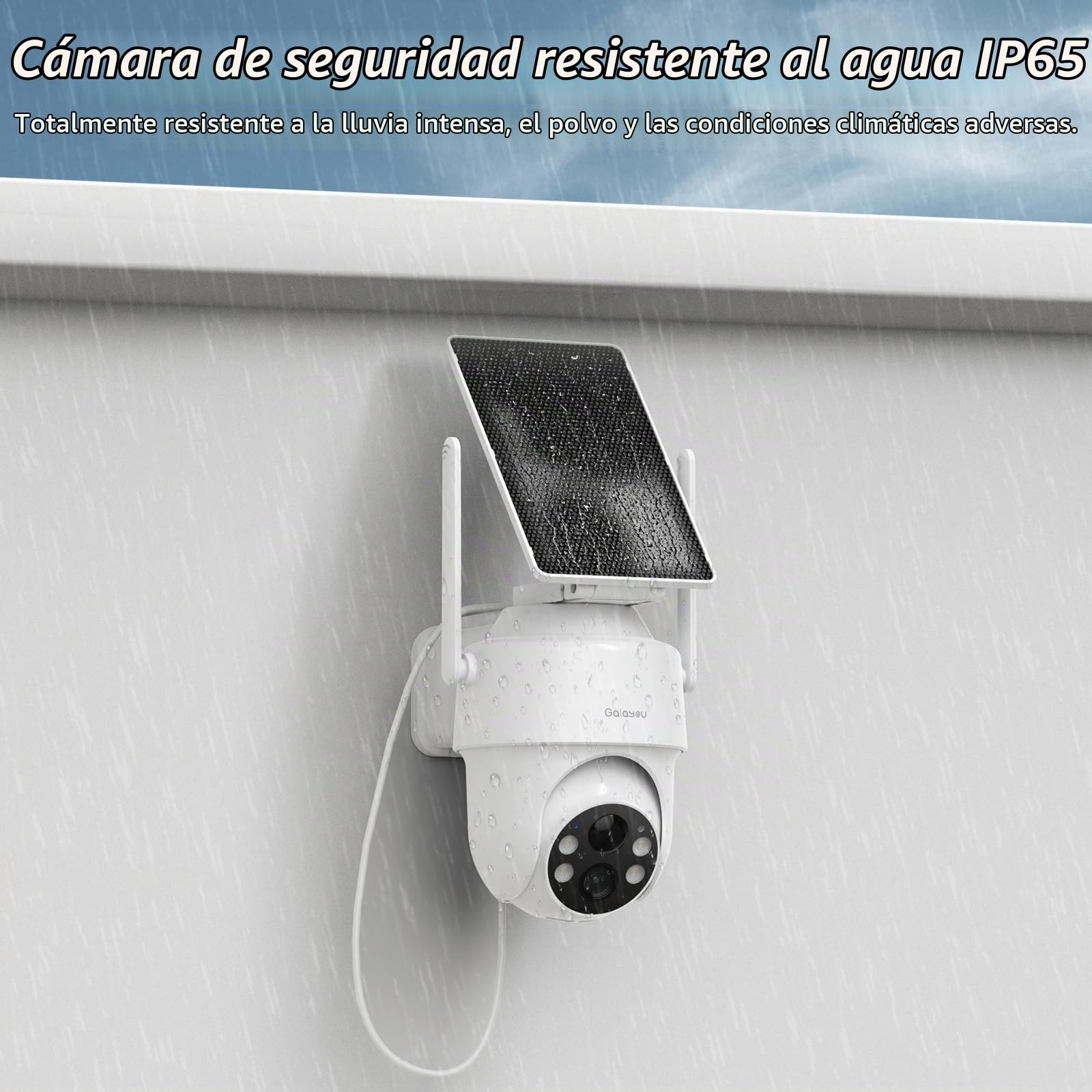 GALAYOU Cámara Vigilancia Exterior Solar con Batería - 2K Cámara sin Cable con Visión Nocturna en Color, 2.4GHz WLAN, Sensor de Movimiento PIR, Audio Bidireccional, Compatible con Alexa, R1 (2)