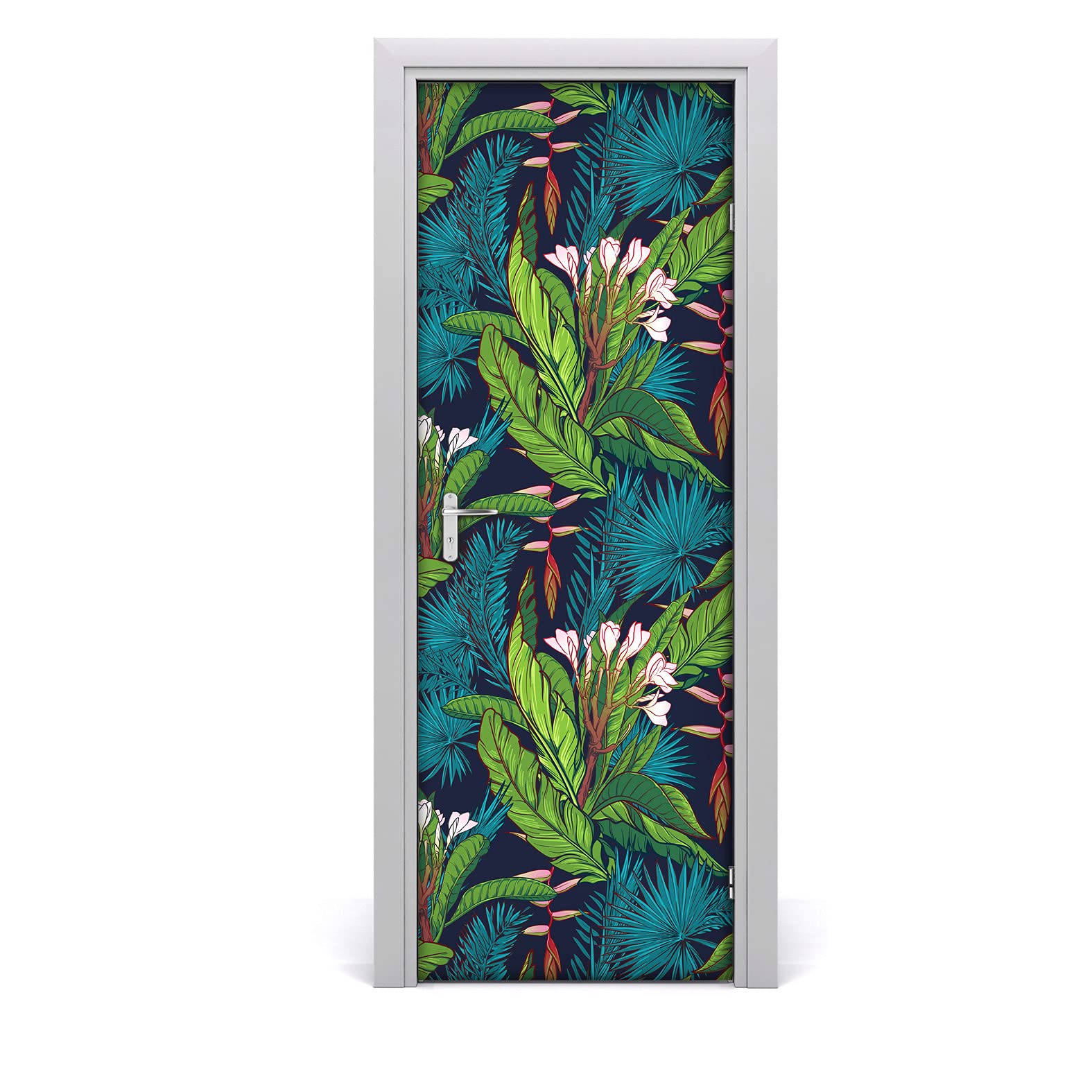 Autocollant de porte jungle étanche pour rénover une porte abîmée