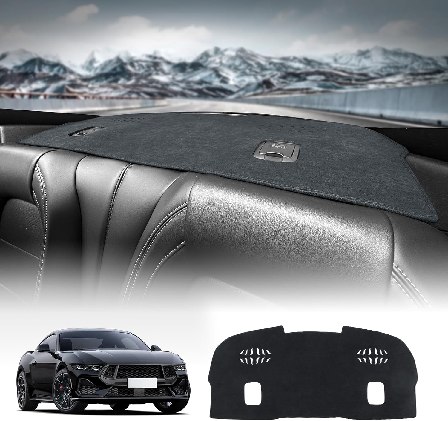 KUNGKIC for Ford Mustang 2024 2025 Rear Dash Cover Custom Interior Dashboard Pad Carpet Mat Flannel Sunshield Protector Pad Accessories Non-Slip Black