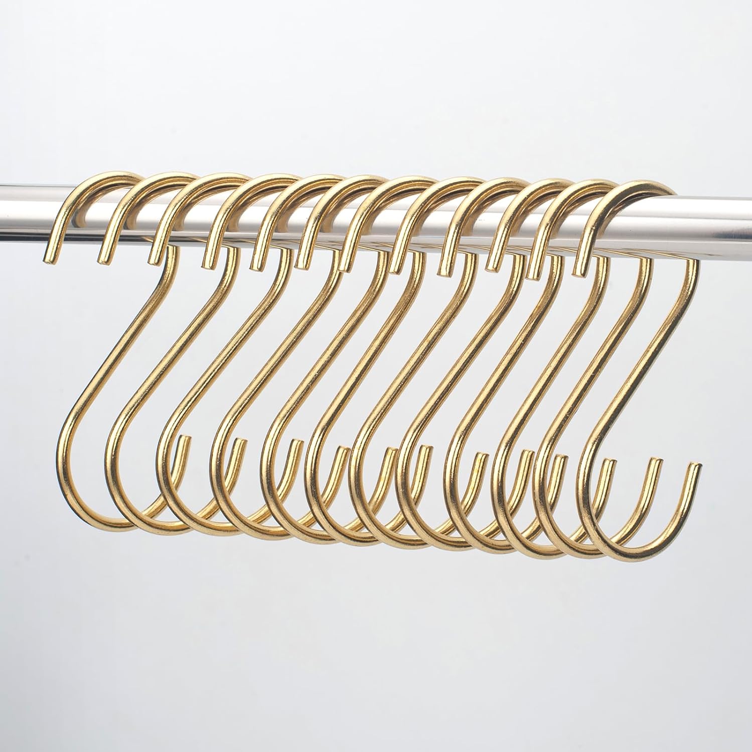 YANGQIHOME 12 Pieces, Brass S Shaped Hooks, Gold Coat Clothes Towel Hangers, Kitchen Pots Pans Coffee Cups Rack Hooks