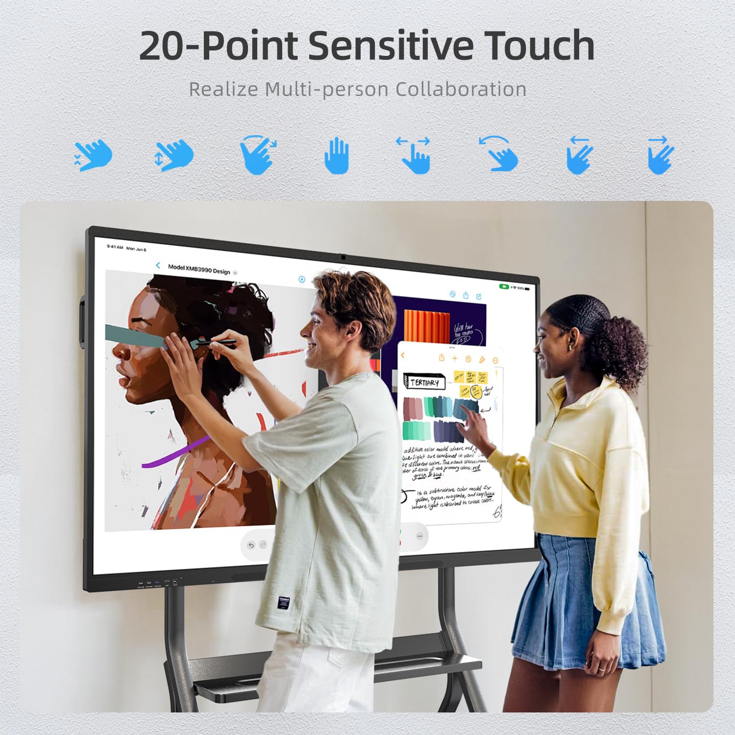 55-Zoll-Smartboard, interaktives Whiteboard, 4K-UHD-Touchscreen, Android 14, 8 + 128 G, All-in-One-Smartboard für Klassenzimmer, Büro, Zuhause (Wandhalterung im Lieferumfang enthalten)