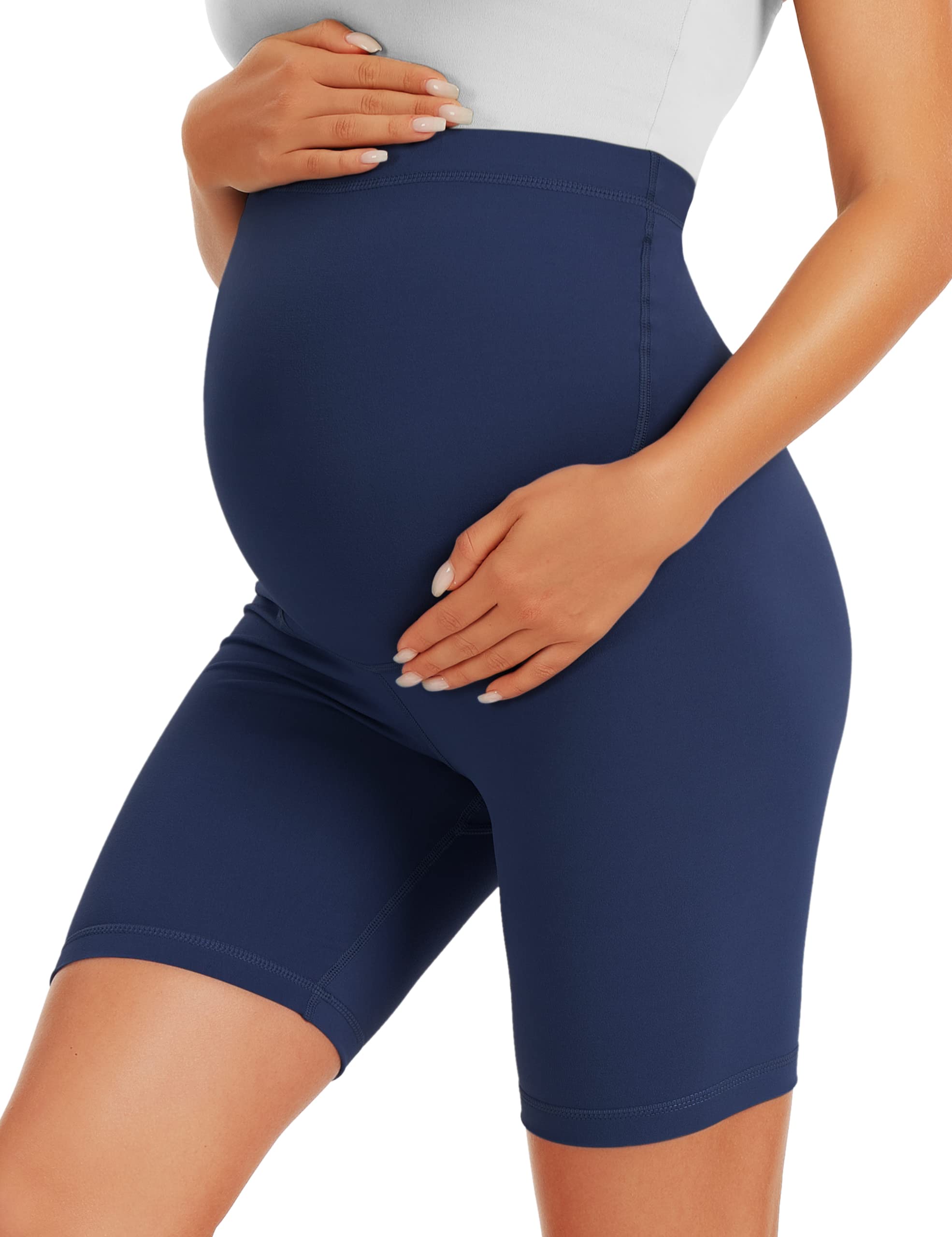 VALANDY Maternity Shorts Over Belly Biker Shorts High Waisted Short Leggings Athletic Workout Running Yoga Pregnancy Pants