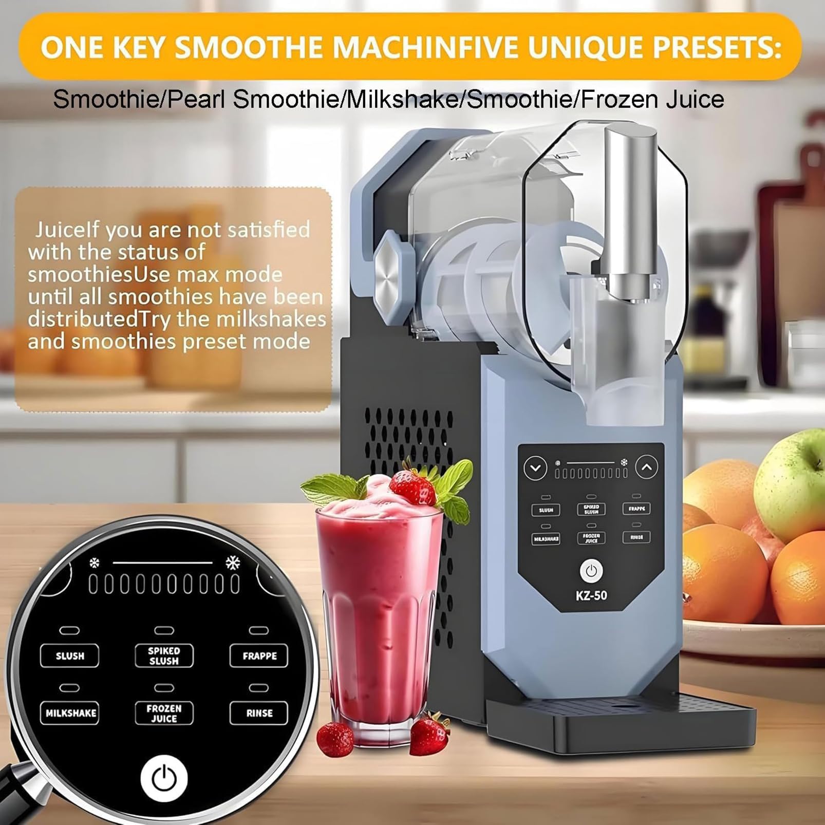 Máquina de Helado Suave de 2 Litros, Máquina de Granizados con 5 Modos Preestablecidos, Autolimpieza, Controles Táctiles Inteligentes Para Hacer Bebidas Congeladas Para Fiestas, Cafeterías y Reuniones