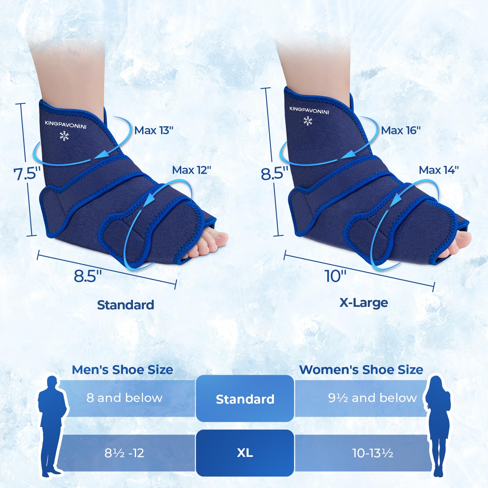 Impacco di ghiaccio per alleviare il dolore, impacchi freddi riutilizzabili in gel per lesioni, gonfiore, tendinite di Achille, fascite plantare, distorsioni alle caviglie e ai talloni, terapia del
