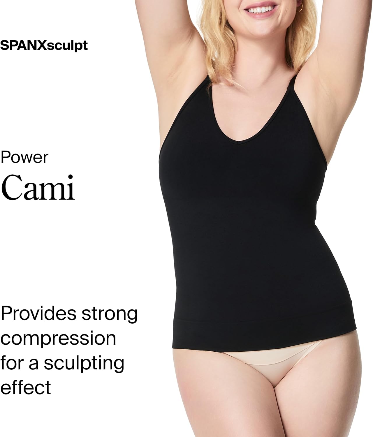 SPANXsculpt Power Series Cami - Camisole Shapewear for Women - Adjustable Straps - V Neck - Soft, Seamless Cami