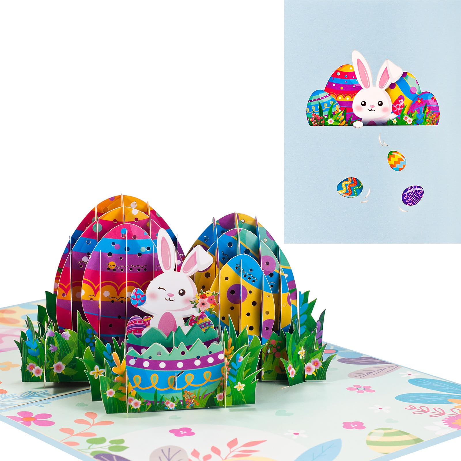 D4DREAM Oster-Pop-Up-Karte – 3D Karte Mit Osterhasen & Kreuz, Inkl. Umschlag