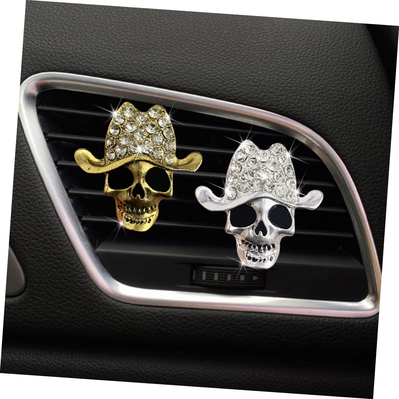 ULTECHNOVO 8pezzi Decorazione Per Auto Con Clip Per Ventilazione Diffusore Di Aromi Forma Di Teschio Inossidabile Per Interni Auto Accessori Di Halloween Eleganti e Unici