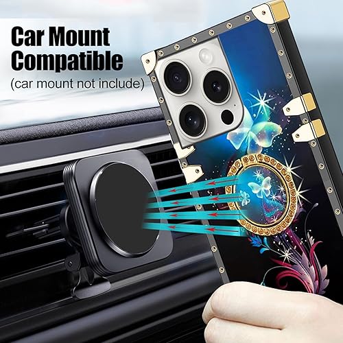 Miniatura 2 de nancheng Funda para iPhone 15 Pro (6.1 pulgadas), bonita funda para iPhone 15 Pro niñas y mujeres, funda cuadrada con soporte de anillo + correa de