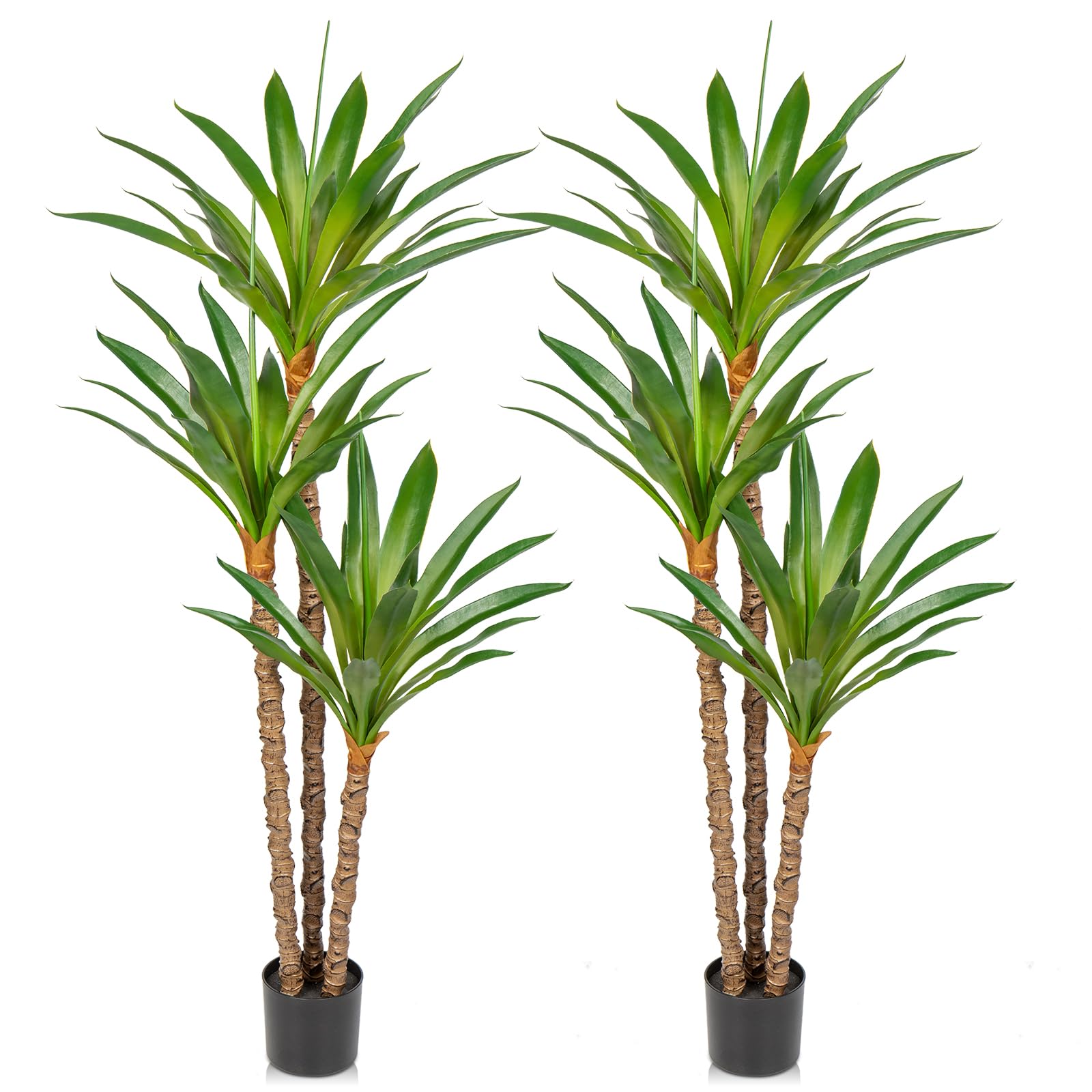 Oairse 2pcs Artificial Yucca Tree 5.6ft Fake Large Agave Plant with 3 Detachable Agave Heads Tropical Floor Plants Faux Palm Trees for Home Office Corner Indoor Outdoor Decoration โ image 1