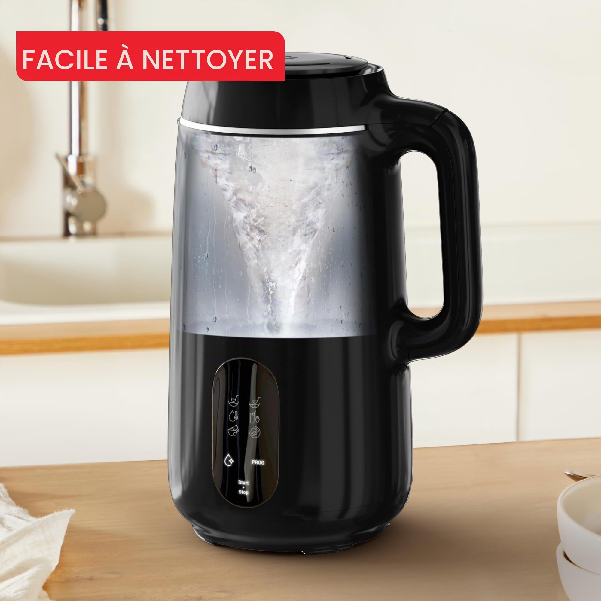 Tefal Machine multi-soupe, 6 programmes de véhicules, capacité de 1 l, soupes molles, soupes épaisses, vitamines, recettes chaudes, 4 personnes, fonction de nettoyage de voiture, brosse de nettoyage