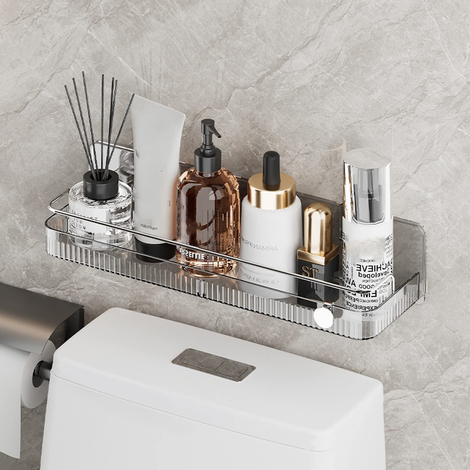 Étagère murale HOTORI en PET gris, l'élégance durable pour votre salle de bain