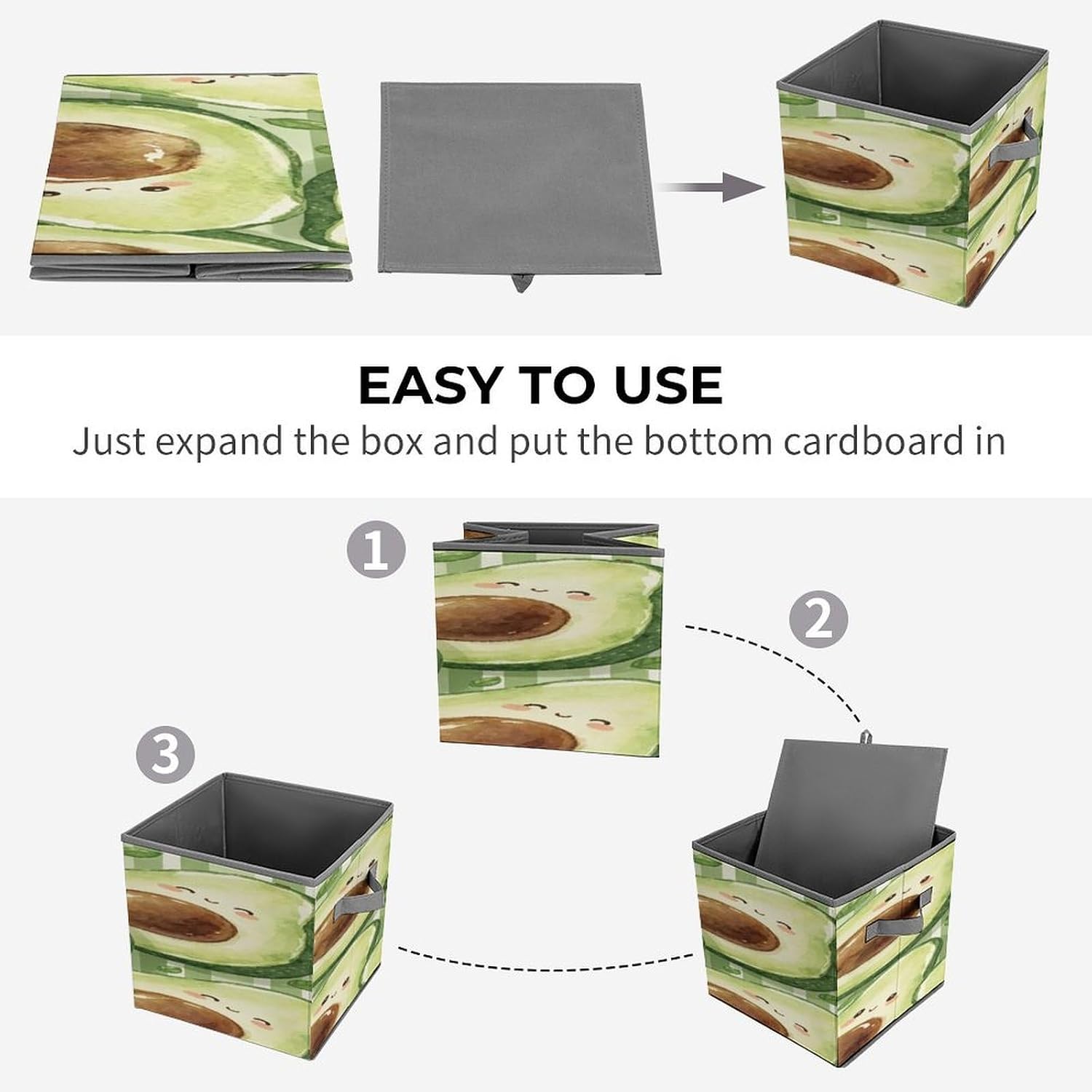 Avocado Fabric Bins Storage Basket Square Baskets | Storage Bin with Double Handles,Cube Collapsible Organizers for Organization,Closet,Shelves,Offices